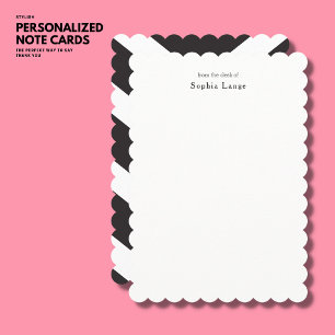Personalised Scallop Edge Note Cards Stripe