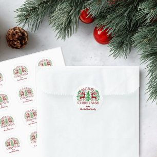 Personalised Scandinavian Christmas Classic Round Sticker