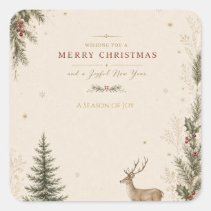 Personalised Scandinavian Christmas holiday Square Sticker