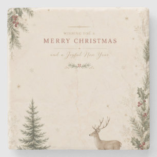 Personalised Scandinavian Christmas holiday Stone Coaster