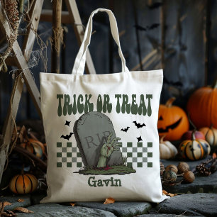 Personalised Scary Zombie Boy Trick Or Treat Candy Tote Bag