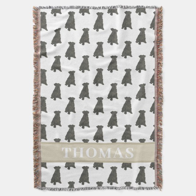 Personalised Schnauzer (Black)  Throw Blanket (Front Vertical)