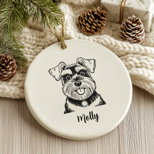 Personalised Schnauzer Dog Christmas Ceramic Tree Decoration