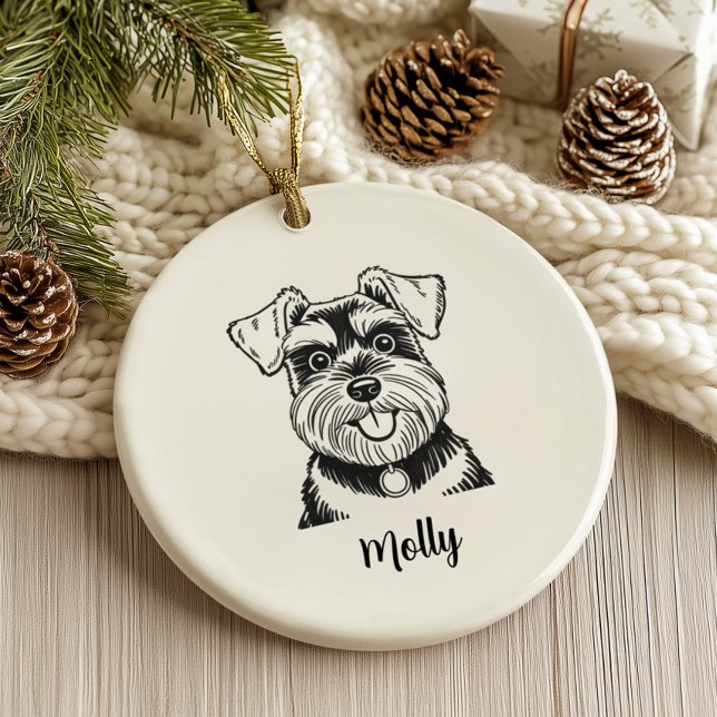 Personalised Schnauzer Dog Christmas Ceramic Tree Decoration (Creator Uploaded)