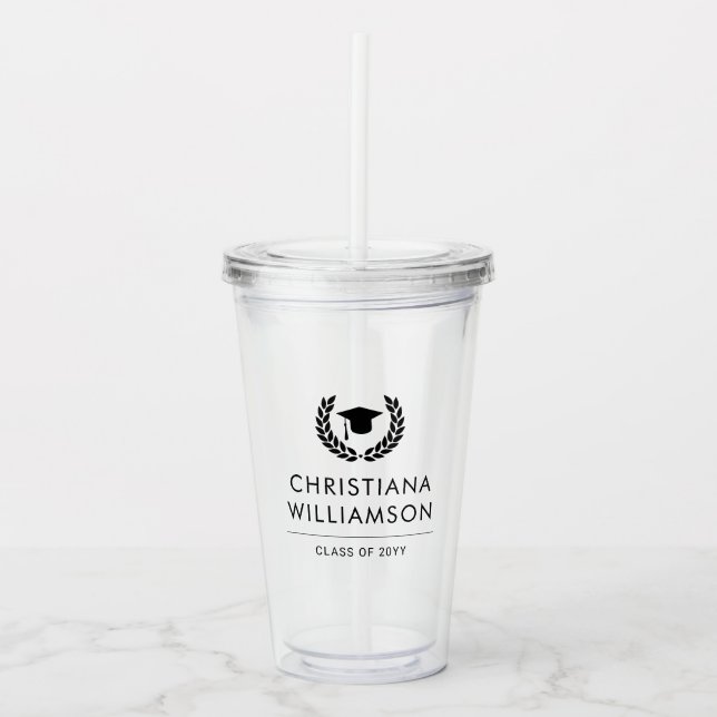 Personalised School and College Graduation Elegant Acrylic Tumbler (Front)