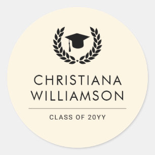Personalised School and College Graduation Elegant Classic Round Sticker