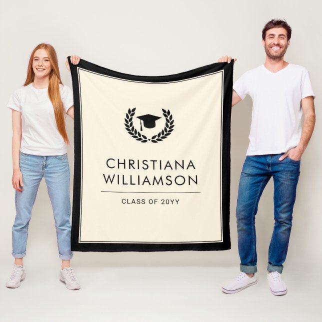 Personalised School and College Graduation Elegant Fleece Blanket (In Situ)