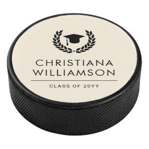 Personalised School and College Graduation Elegant Hockey Puck