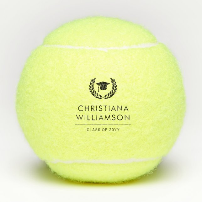 Personalised School and College Graduation Elegant Tennis Balls (Front)