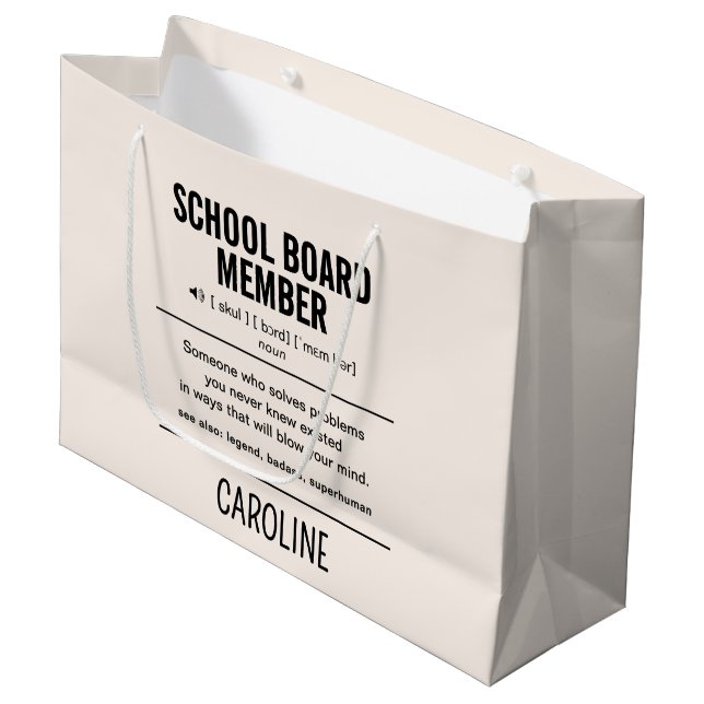 Personalised School Board Member Funny Large Gift Bag (Front Angled)