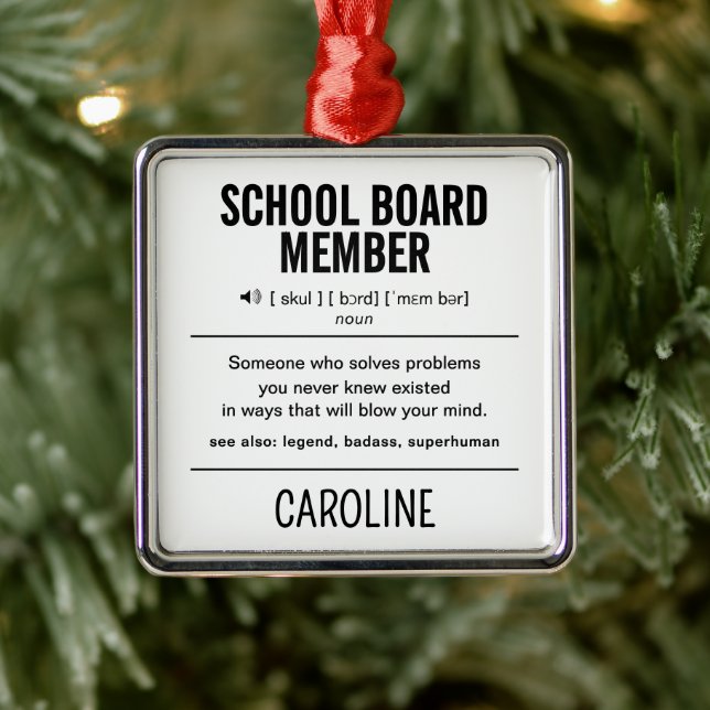 Personalised School Board Member Funny Metal Tree Decoration (Tree)
