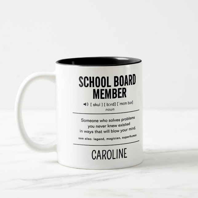 Personalised School Board Member Funny Two-Tone Coffee Mug (Left)
