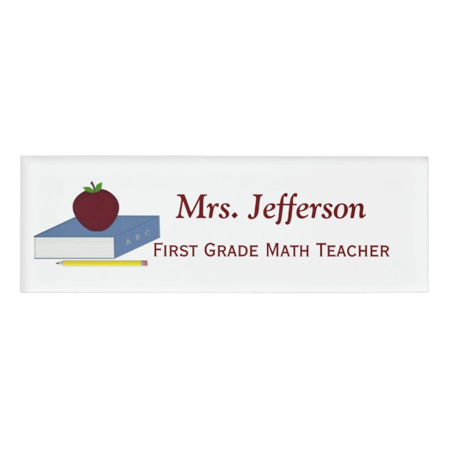 Personalised School Book Teachers Nametag Name Tag (Front)