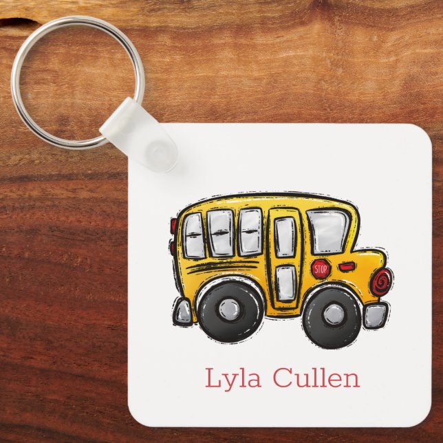 Personalised School Bus Backpack/ Emergency Info  Key Ring (Front)