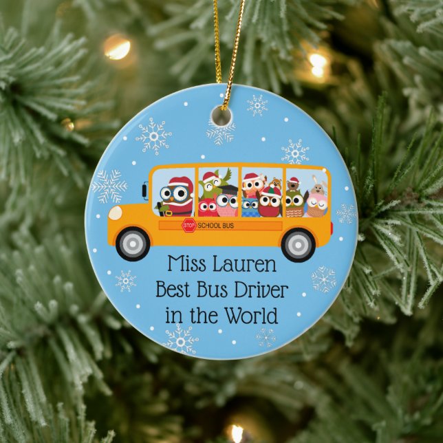 Personalised School Bus Driver Aide Gift Ceramic Tree Decoration (Tree)