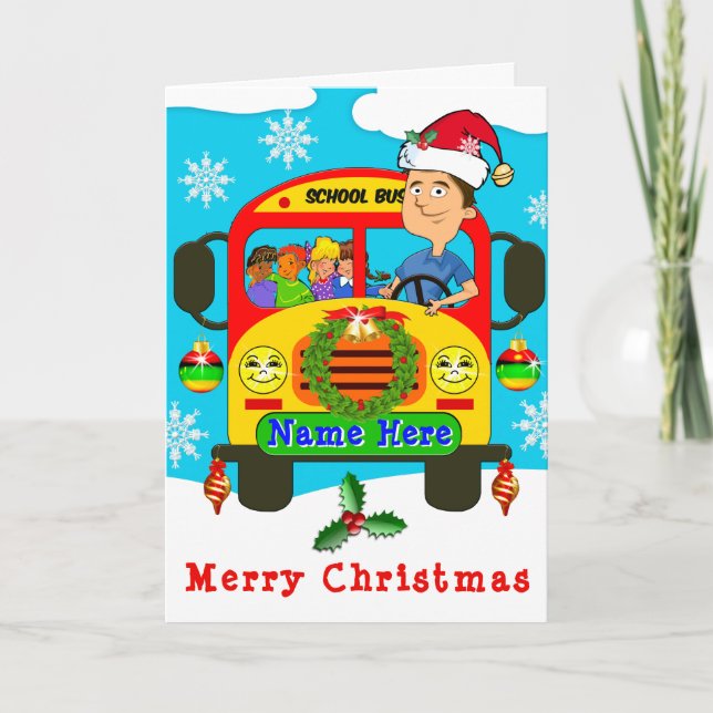 Personalised School Bus Driver Christmas Cards (Front)