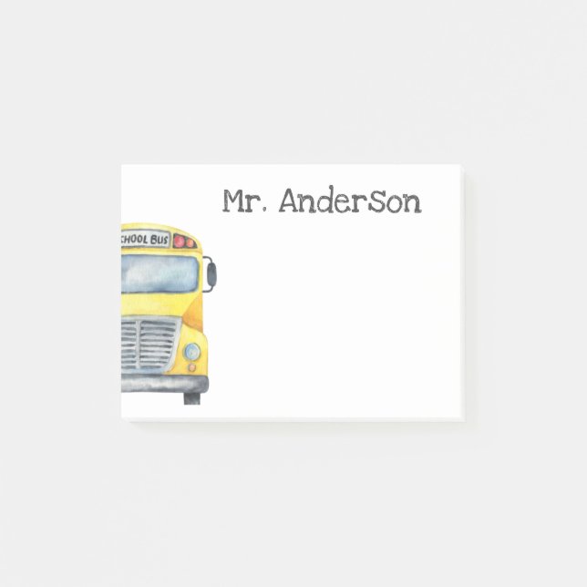 Personalised School Bus Driver Gift Post-it Notes (Front)