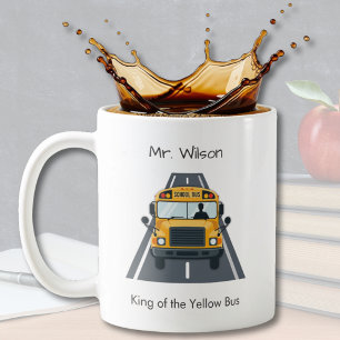 Personalised School Bus Driver King of Road Coffee Mug
