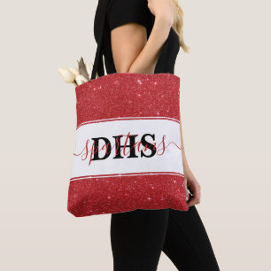 Personalised school colorblock and glitter tote ba bag