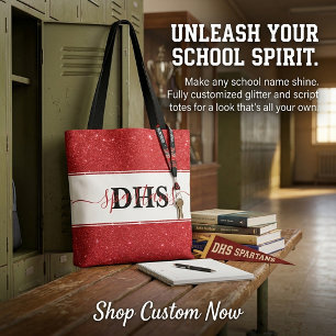Personalised school colorblock and glitter tote ba bag