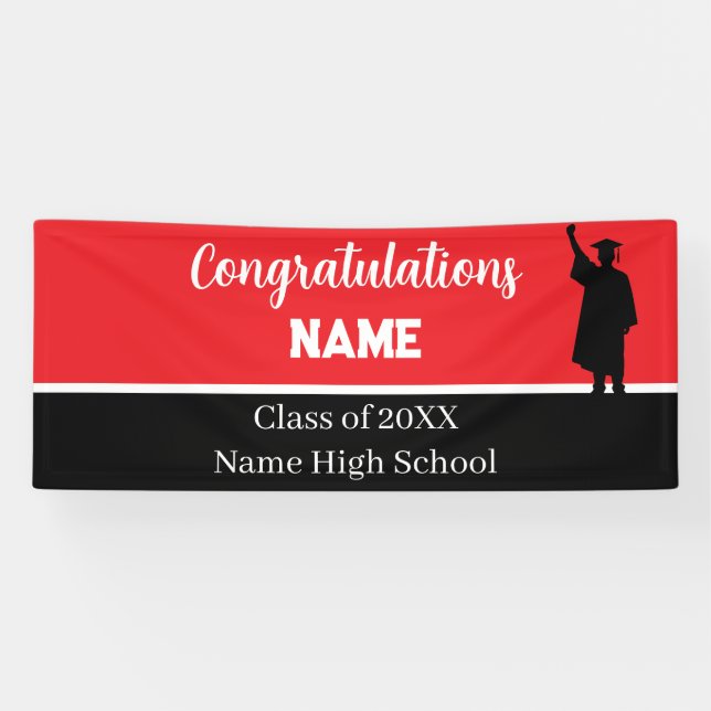 Personalised School Colours Graduation Banner (Horizontal)
