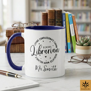 Personalised School Librarian Day Custom Name Mug