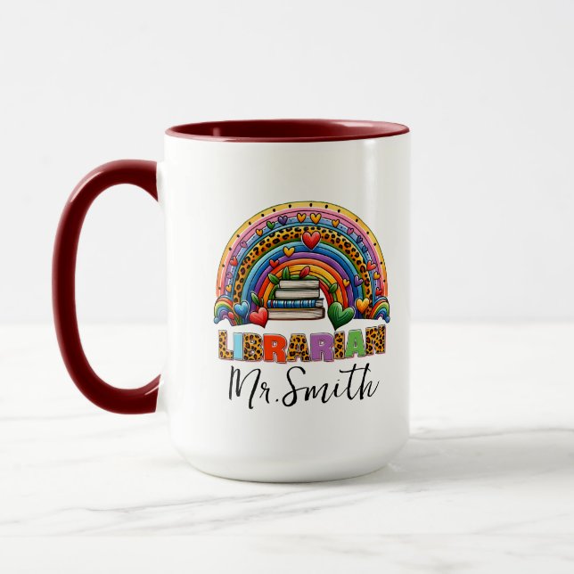 Personalised School Librarian Day | Custom Name  Mug (Left)