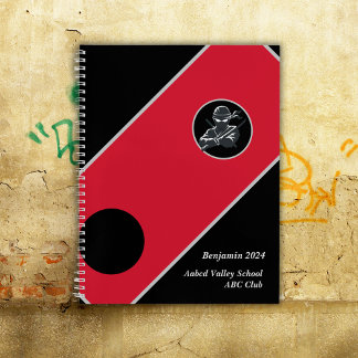 Personalised School Ninja Black Red Cover Notebook
