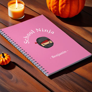Personalised School Ninja kid notebook Pink Cover
