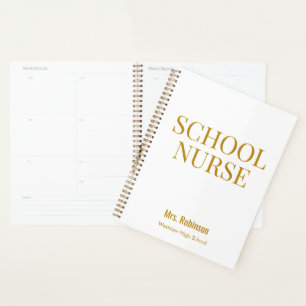Personalised School Nurse Gold Script  Planner