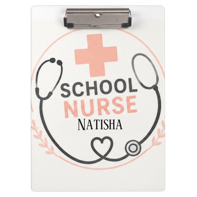 Personalised School Nurse Office Sign Peach S Clipboard (Front)