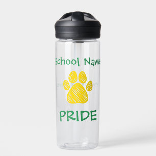 Personalised School Pride Paw Print Water Bottle