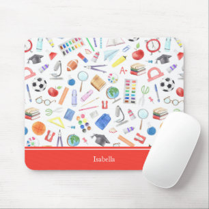 Personalised School Supplies Pattern First Name Mouse Pad
