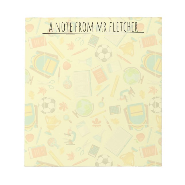 Personalised School Supply Pattern Notepad (Front)