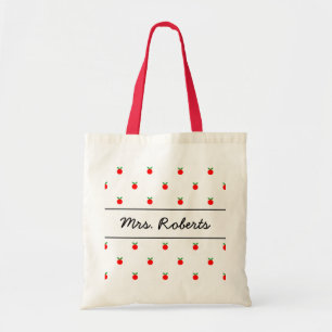 Personalised school teacher tote bag red apples