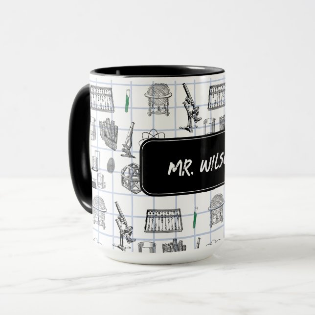 Personalised Science Chemistry Scientist Pattern Mug (Front Left)