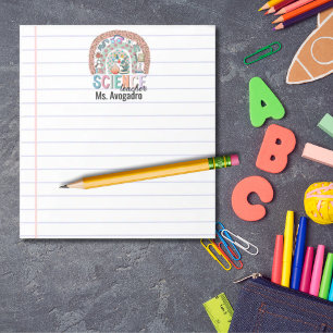 Personalised Science Teacher Boho Rainbow Apple Notepad