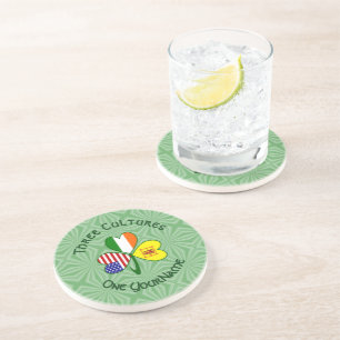 Personalised Scot Lion Ireland USA Shamrock  Coaster
