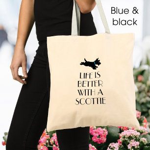 Personalised Scottie Dog Blue Collar Tote Bag