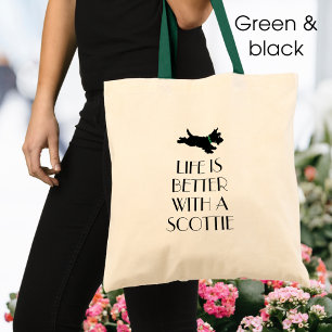 Personalised Scottie Dog Green Collar Tote Bag