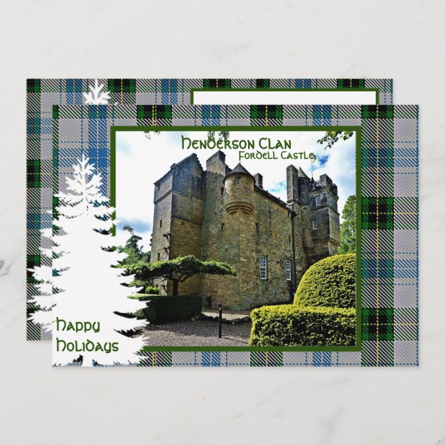 Personalised Scottish Henderson Clan Tartan Holiday Card (Front/Back)