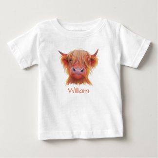 personalised Scottish Highland Hairy Cow Baby T-Shirt