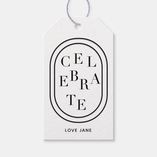 Personalised Scrambled "celebrate" gift tag (Front)