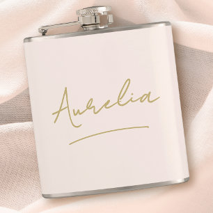Personalised Script Blush Pink Gold Bachelorette Hip Flask