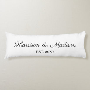 Personalised script couple name date Wedding Body Cushion