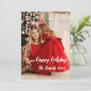 Personalised Script Font Photo Happy Holiday card