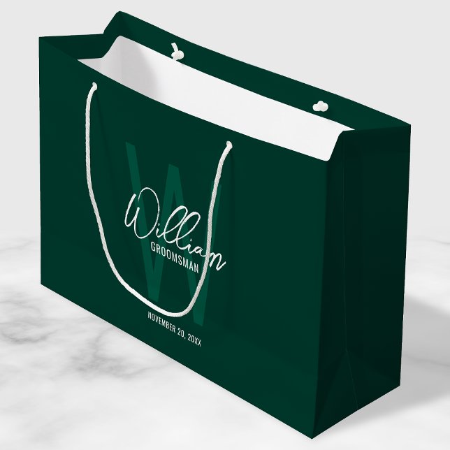 Personalised Script Groomsmen Monogram&Name Large Gift Bag (Creator Uploaded)