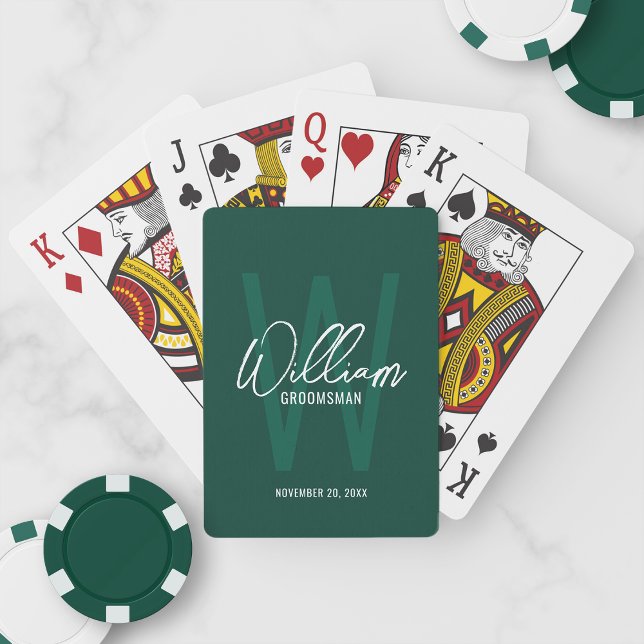 Personalised Script Groomsmen Monogram&Name Playing Cards (Creator Uploaded)
