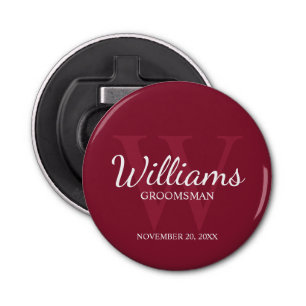 Personalised Script Groomsmen Name&Monogram Bottle Opener