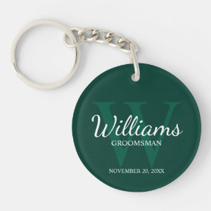 Personalised Script Groomsmen name&Monogram Key Ring